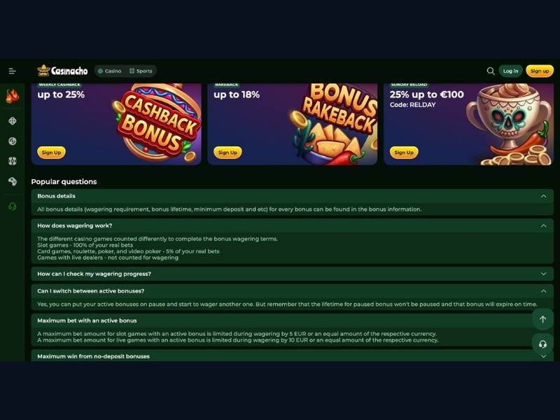 Boni Casinacho Casino (Nacho Casino): wöchentlicher Cashback, Rakeback und Willkommenspaket — was für aktive deutsche Spieler am meisten zählt